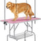 46'' Pet Grooming Table for Large Dogs Adjustable Height - Portable Trimming Table Drying Table W/Arm/Noose/Mesh Tray Maximum Capacity up to 265Lb -Pink