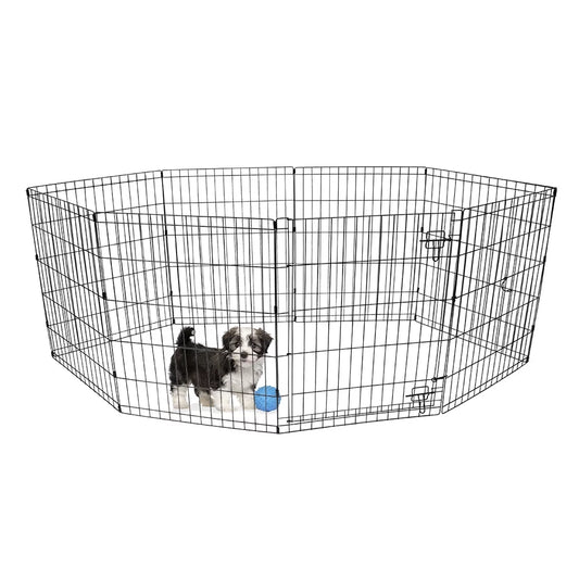 , 8-Panel Pet Exercise Play Pen with Door, 24"H