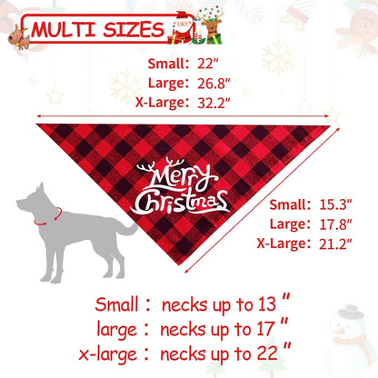 2 Pack Dog Bandana Christmas Classic Buffalo Plaid Pets Scarf Triangle Bibs Kerchief Set Pet Costume Accessories Decoration for Small Medium Large Dogs Cats Pets (Small, Red and Green)