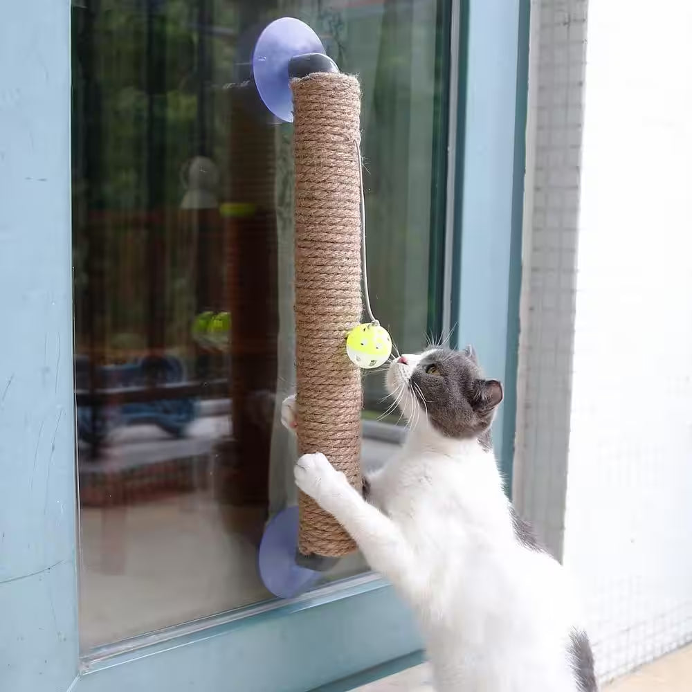 Stick N' Claw' Sisal Rope and Toy Suction Cup Stick Shaped Cat Scratcher