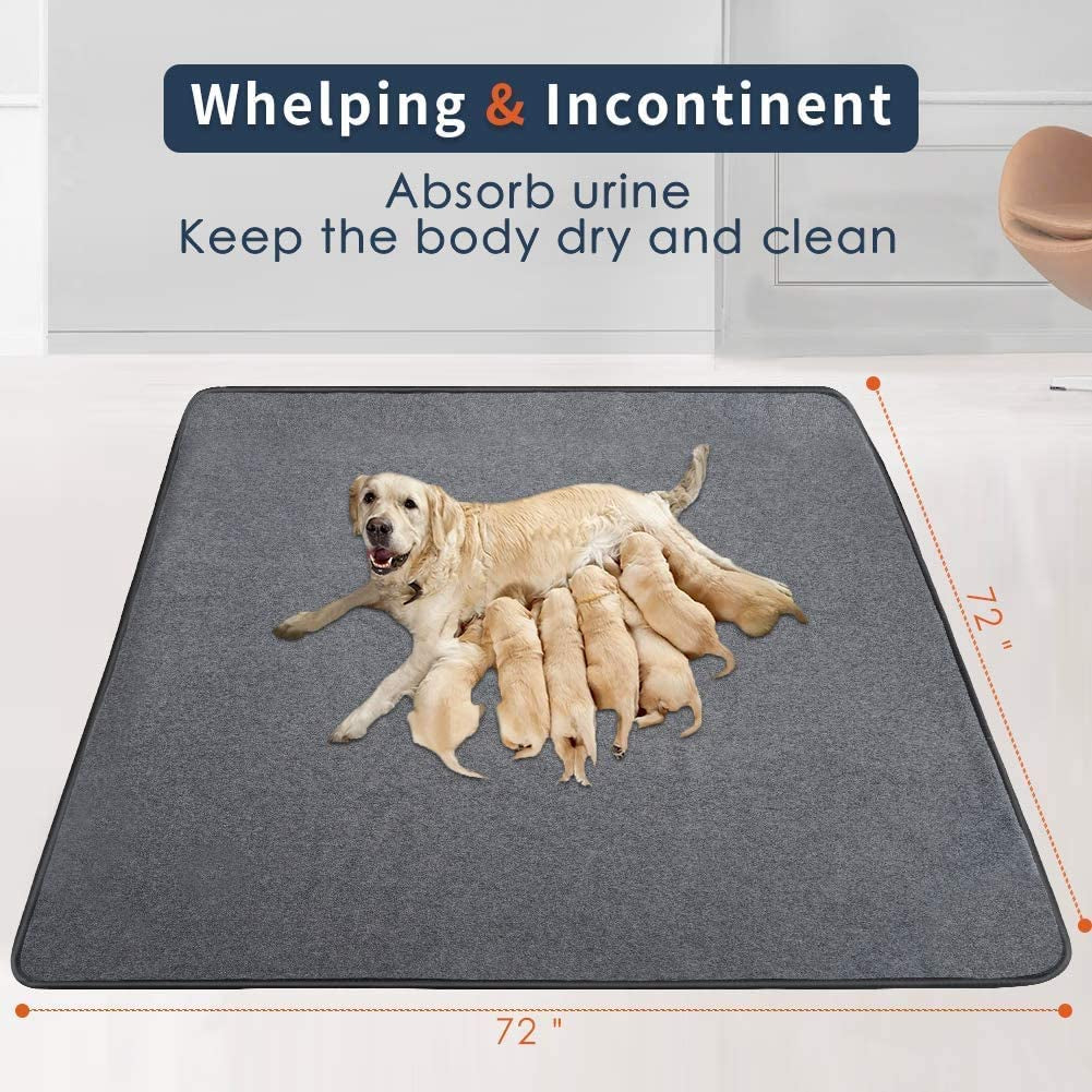 Washable Pee Pads for Dogs 65"X45"/72"X72" Extra Large Reusable Pee Pads Waterproof Pet Mat, Dog Playpen Mats for Puppy Training Whelping Playpen Pads