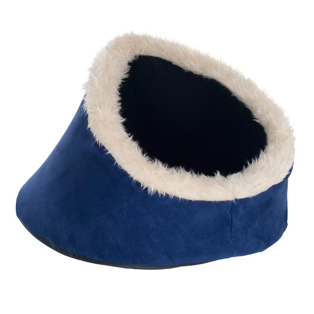 Small Blue Feline Cat Comfort Cavern Pet Bed