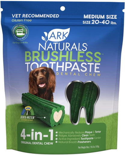 Brushless Toothpaste, Dog Dental Chews for Medium Breeds, Freshens Breath, Helps Reduce Plaque & Tartar, 18Oz, 1 Pack