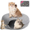 Cat Tunnel Bed,Peekaboo Cat Cave,Detachable Tunnels for Indoor Cats,Cat Tunnel Toy,Felt round Cat Bed Suitable for the Rabbits and Small Guinea Pigs(24Inch,Light Grey,Cat up to 22 Lbs)