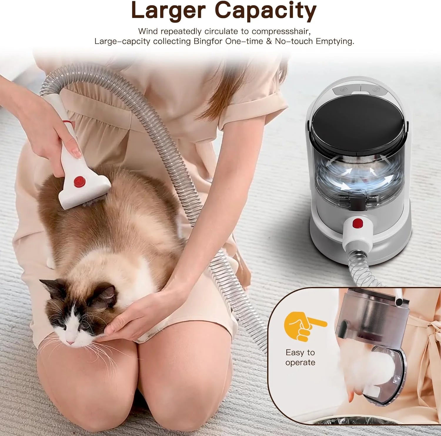 Dog Grooming Vacuum, 7-In-1 1.5L Dust Cup Pet Hair Vacuum Groomer Shaver Comb Dog Cat