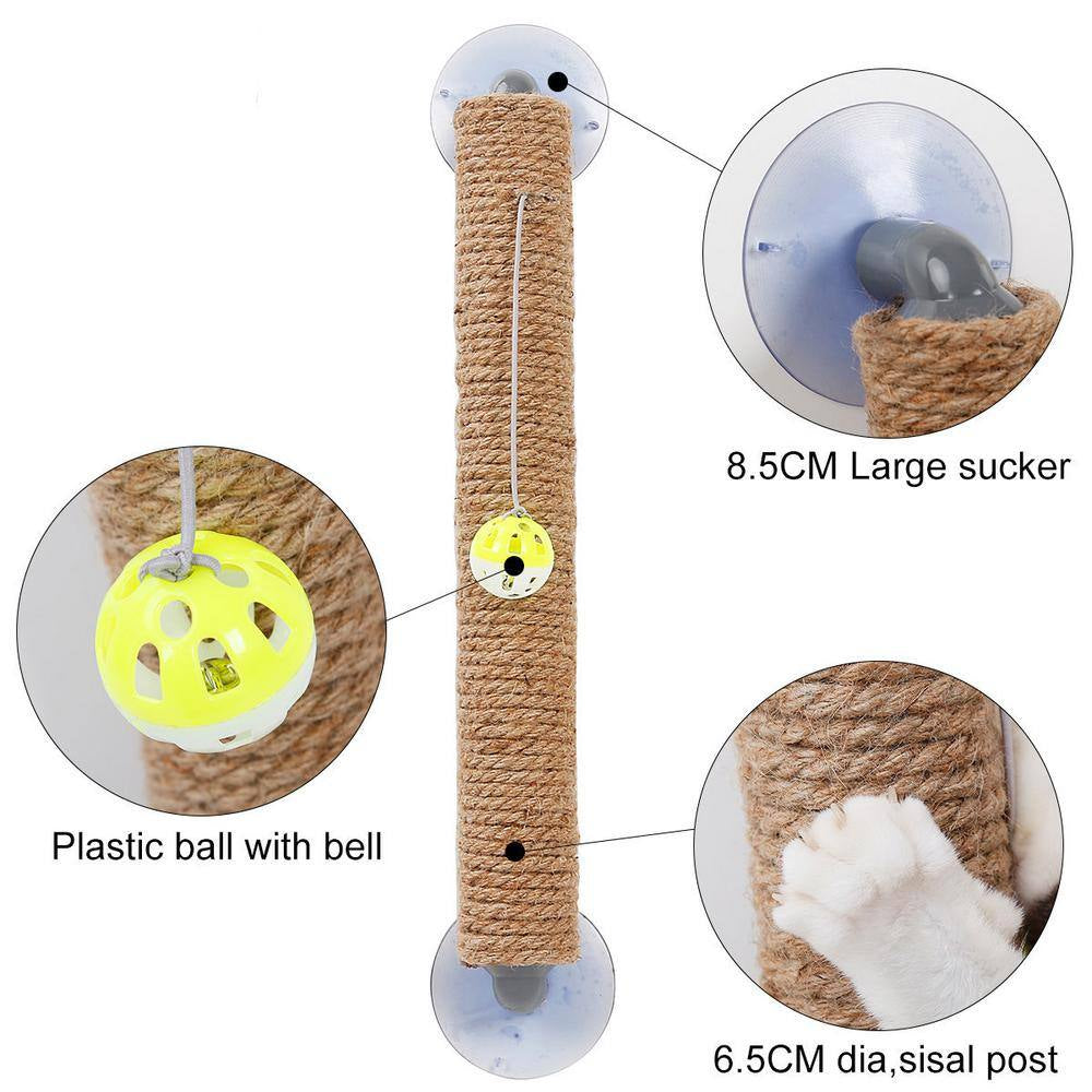 Stick N' Claw' Sisal Rope and Toy Suction Cup Stick Shaped Cat Scratcher