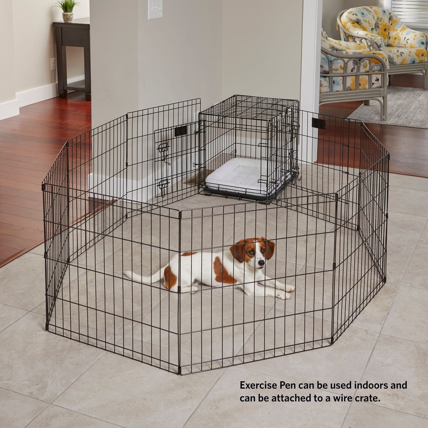 Metal Black Exercise Pet Dog Playpen with Door , 30"H