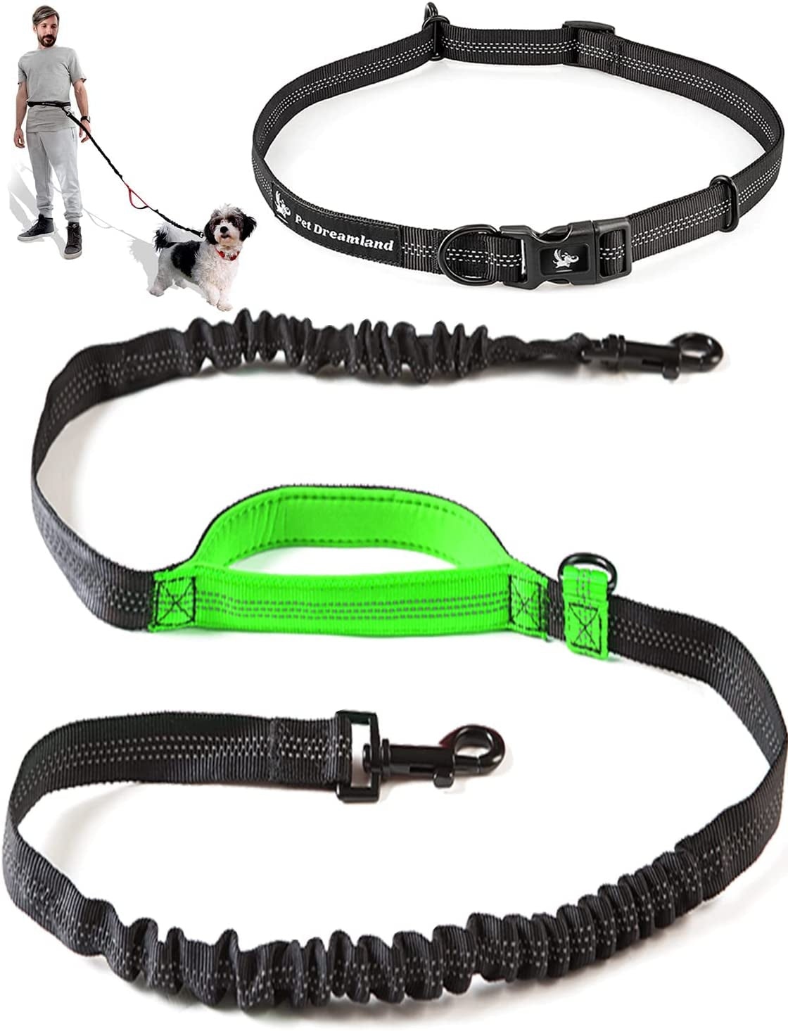 Exquisite Hands-Free Dog Leash for Medium Dogs: Perfect for Active Pet Owners Comfortable, Durable & Ideal for Running, Walking, Hiking. Premium Dog Waist Leash with Bungee. Must-Have Dog Gear