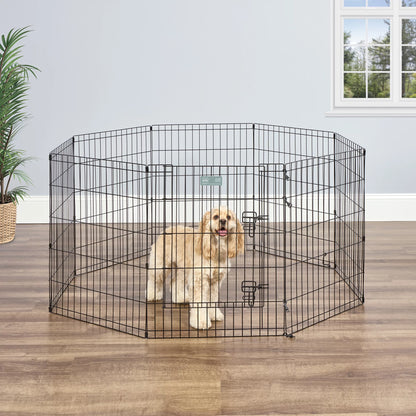 Metal Black Exercise Pet Dog Playpen with Door , 30"H