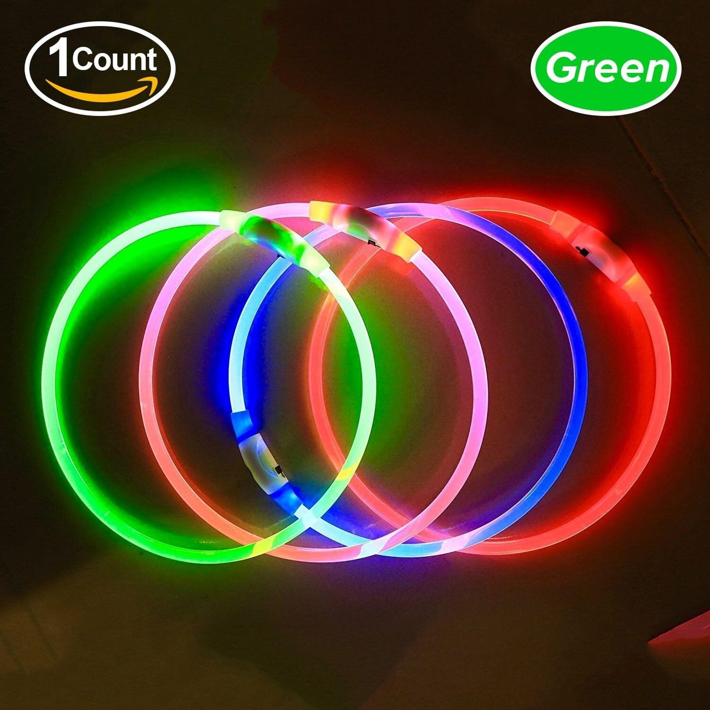 B.Seen LED Dog Collar, Neon Green