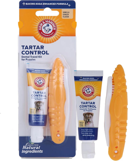 for Pets Clinical Care Travel Dental Kit for Dogs in Vanilla Ginger Flavor | Dog Toothbrush and Toothpaste Set Safe for All Dogs | All in One Solution to Dog Teeth Cleaning