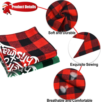 2 Pack Dog Bandana Christmas Classic Buffalo Plaid Pets Scarf Triangle Bibs Kerchief Set Pet Costume Accessories Decoration for Small Medium Large Dogs Cats Pets (Small, Red and Green)