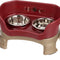 Neater Feeder - Deluxe Model Adjustable Height - Mess-Proof Dog Bowls (Small, Cranberry) - Made in USA - Elevated, No Spill, Non-Tip, Non-Slip, Raised Stainless Steel Food & Water Pet Bowls