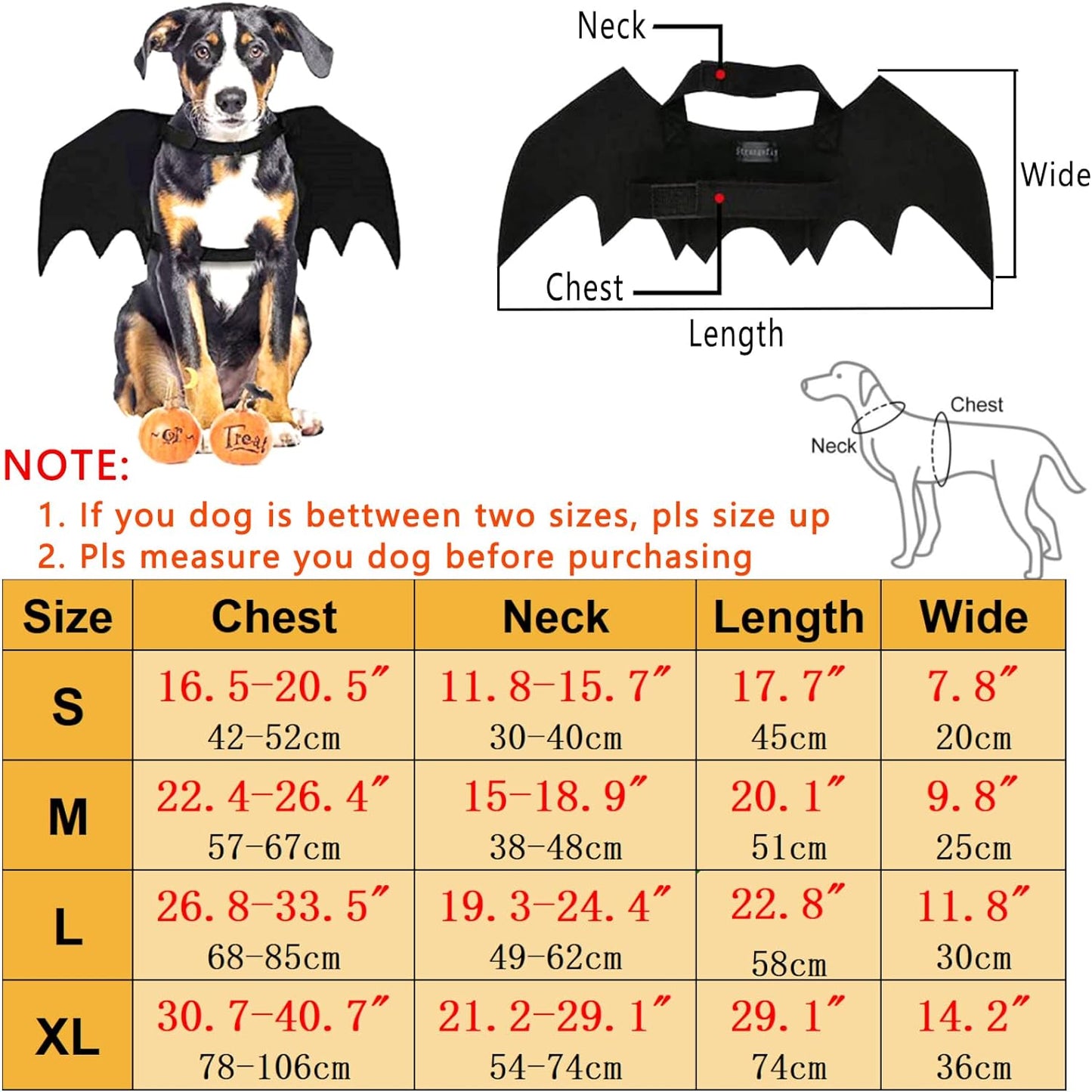 Dog Halloween Costumes, Cat Dog Bat Costume Wings Pet Bat Wings for Small Medium and Large Dog, Cat Dog Costume Funny Cat Apparel, Cosplay Clothes, Cool Dog Outfits (L)