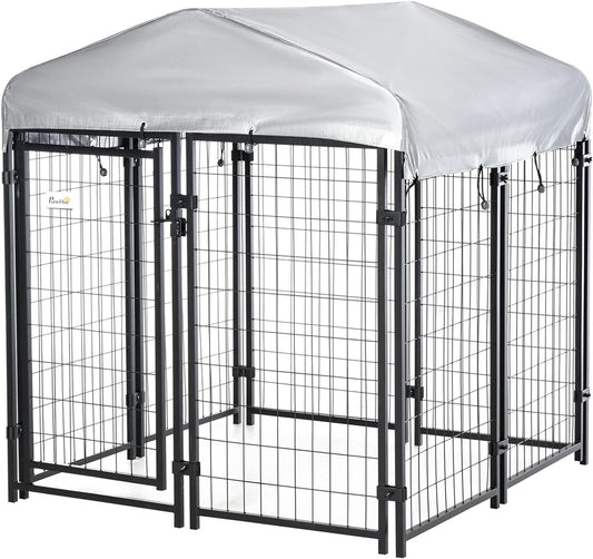 4' X 4' X 4.5' Dog Playpen Outdoor, Dog Kennel Dog Exercise Pen with Lockable Door, Water-Resistant Canopy, for Small and Medium Dogs