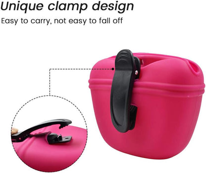 Silicone Dog Treat Pouch,Clip on Portable Training Container,Convenient Magnetic Buckle Closing and Waist Clip,No BPA