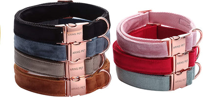 Dog Collar and Leash, Velvet Dog Collar and Leash Set, Soft & Comfy, Adjustable Collars for Dogs