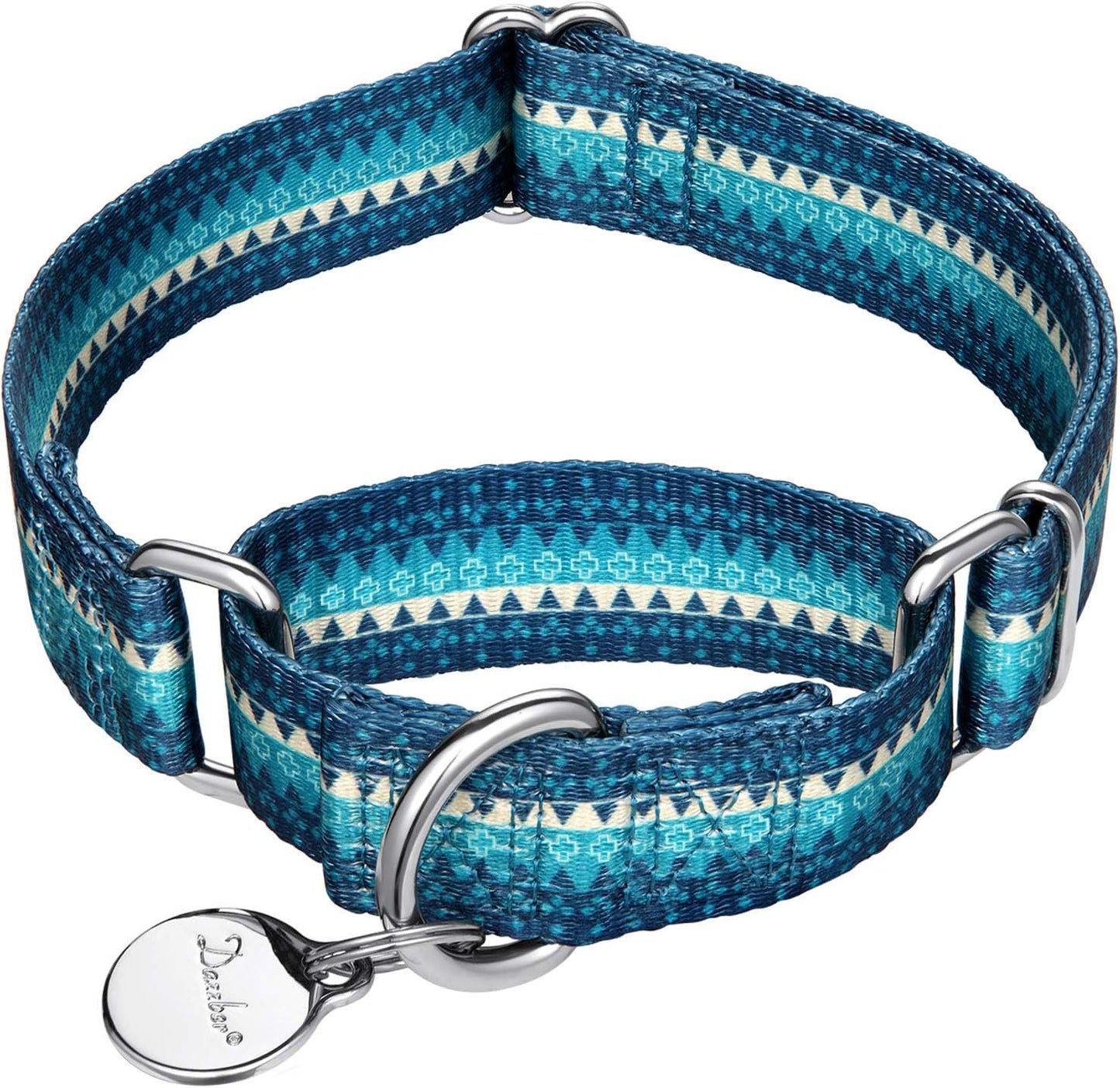 Martingale Collar Nylon Dog Collar No Pull Pet Collar Heavy Duty for Medium and Large Dogs, Adjustable 17 Inch to 25 Inch, Turquoise Green