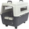 Plastic Kennels Rolling Plastic Wire Door Travel Dog Crate- Large Kennel, Gray