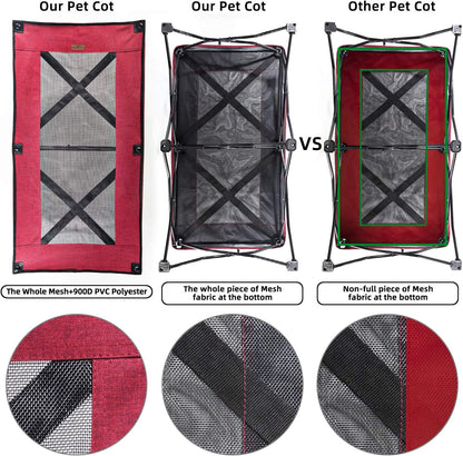 47 Inches Long Elevated Folding Pet Bed Cot Travel Portable Breathable Cooling Textilene Mesh Sleeping Dog Bed (47 Inch (Pack of 1), Red)