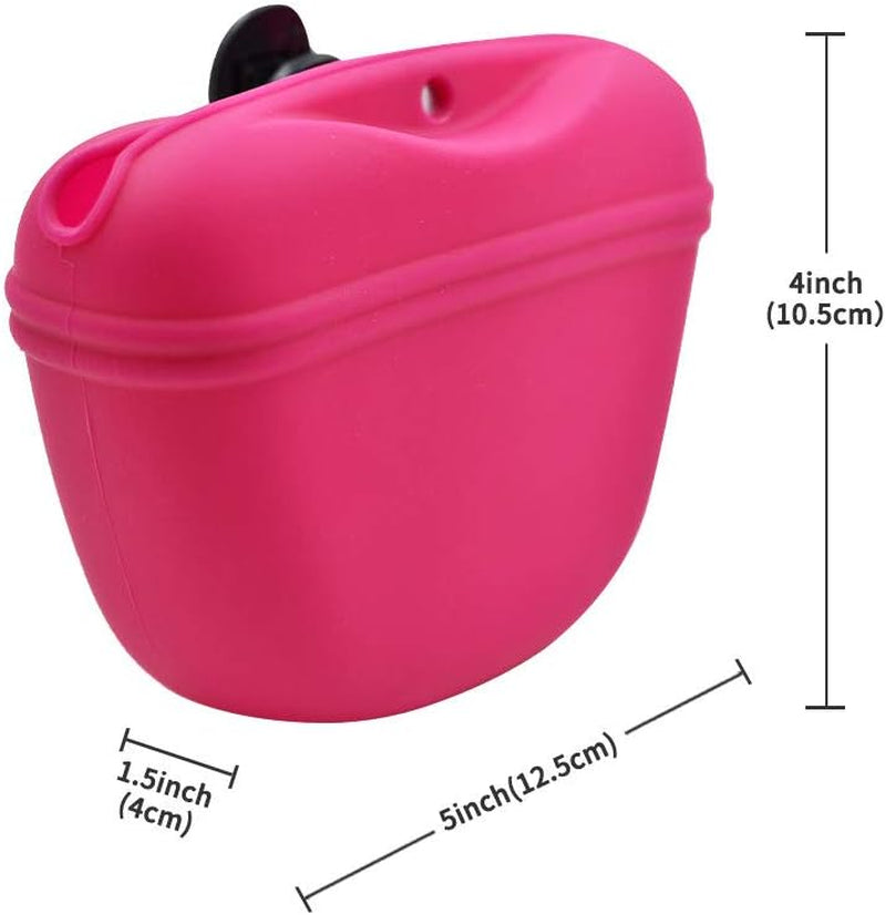 Silicone Dog Treat Pouch,Clip on Portable Training Container,Convenient Magnetic Buckle Closing and Waist Clip,No BPA