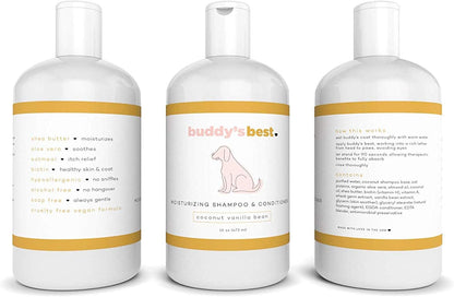 Dog Shampoo for Smelly Dogs - Dog Shampoo and Conditioner for Dry and Sensitive Skin - Moisturizing Puppy Wash Shampoo, Coconut Vanilla Bean Scent, 16Oz