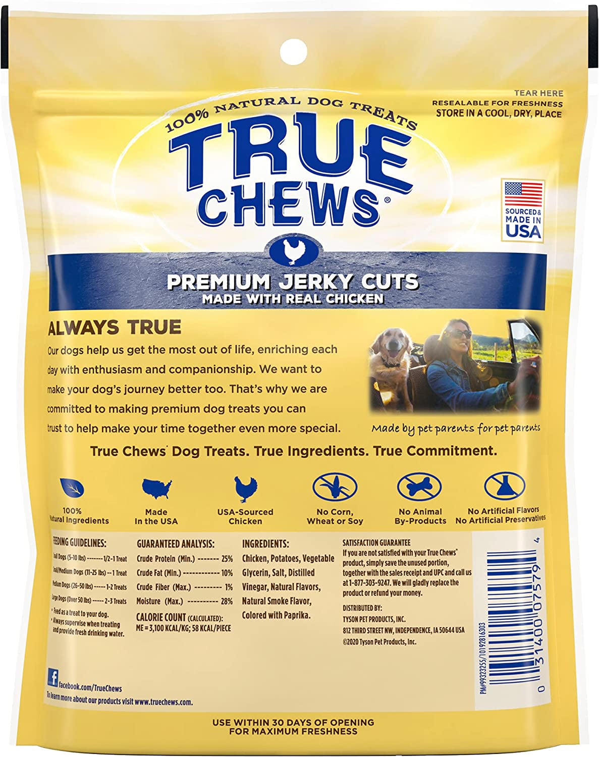 True Chews Jerky Cuts Natural Dog Treats, Chicken 4 Oz Bag