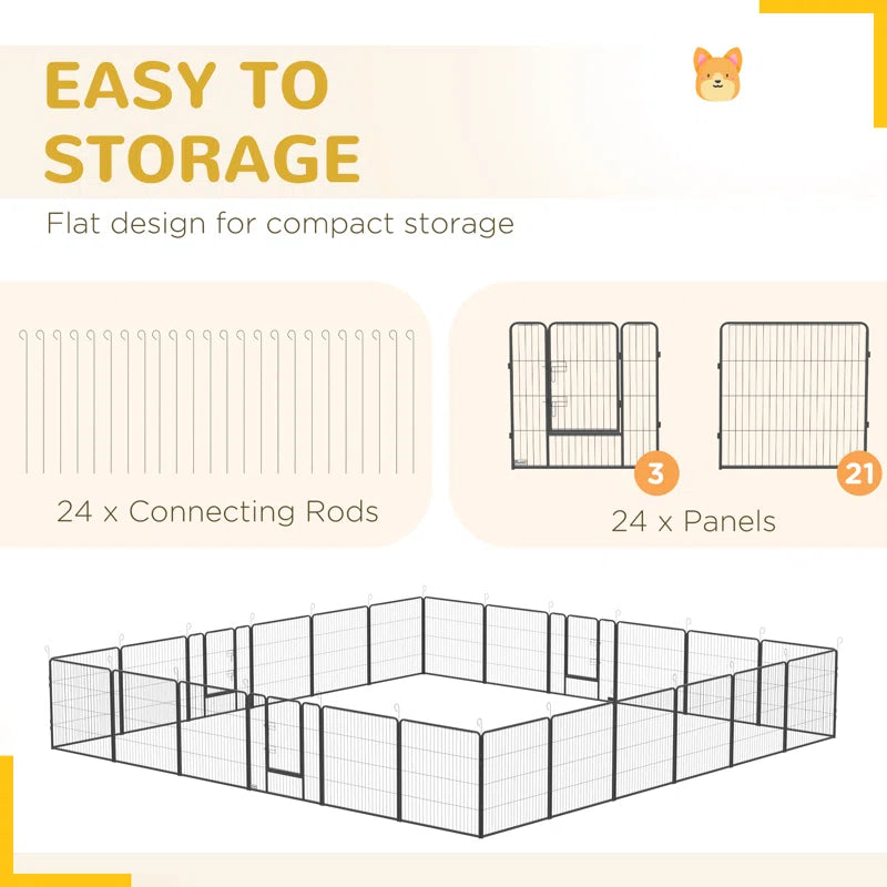 24 Panel Metal Exercise Pen with Door