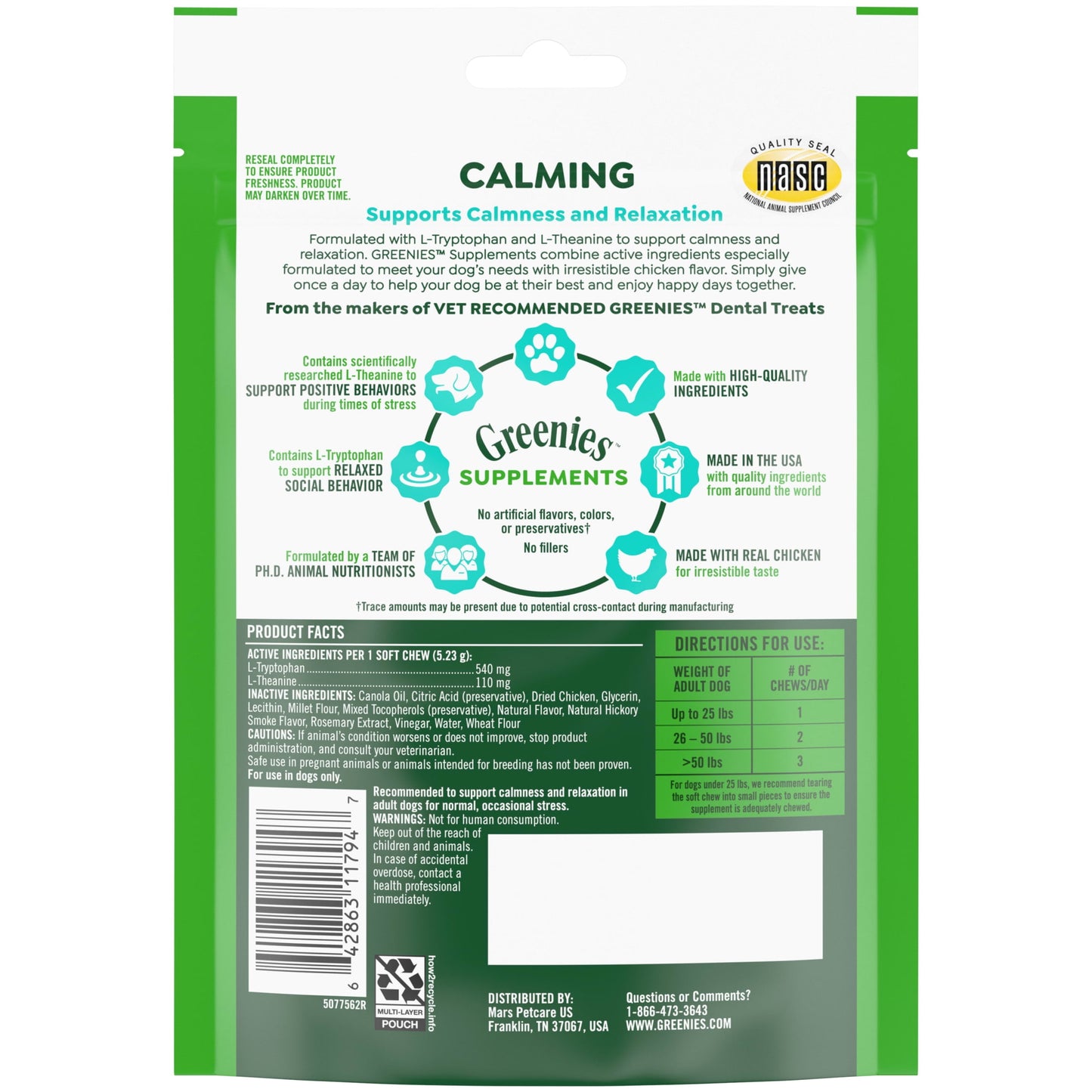 Supplements Calming Chews for Dogs Chicken Flavor, 7.3 Oz Container of 40 Ct. Soft Chews