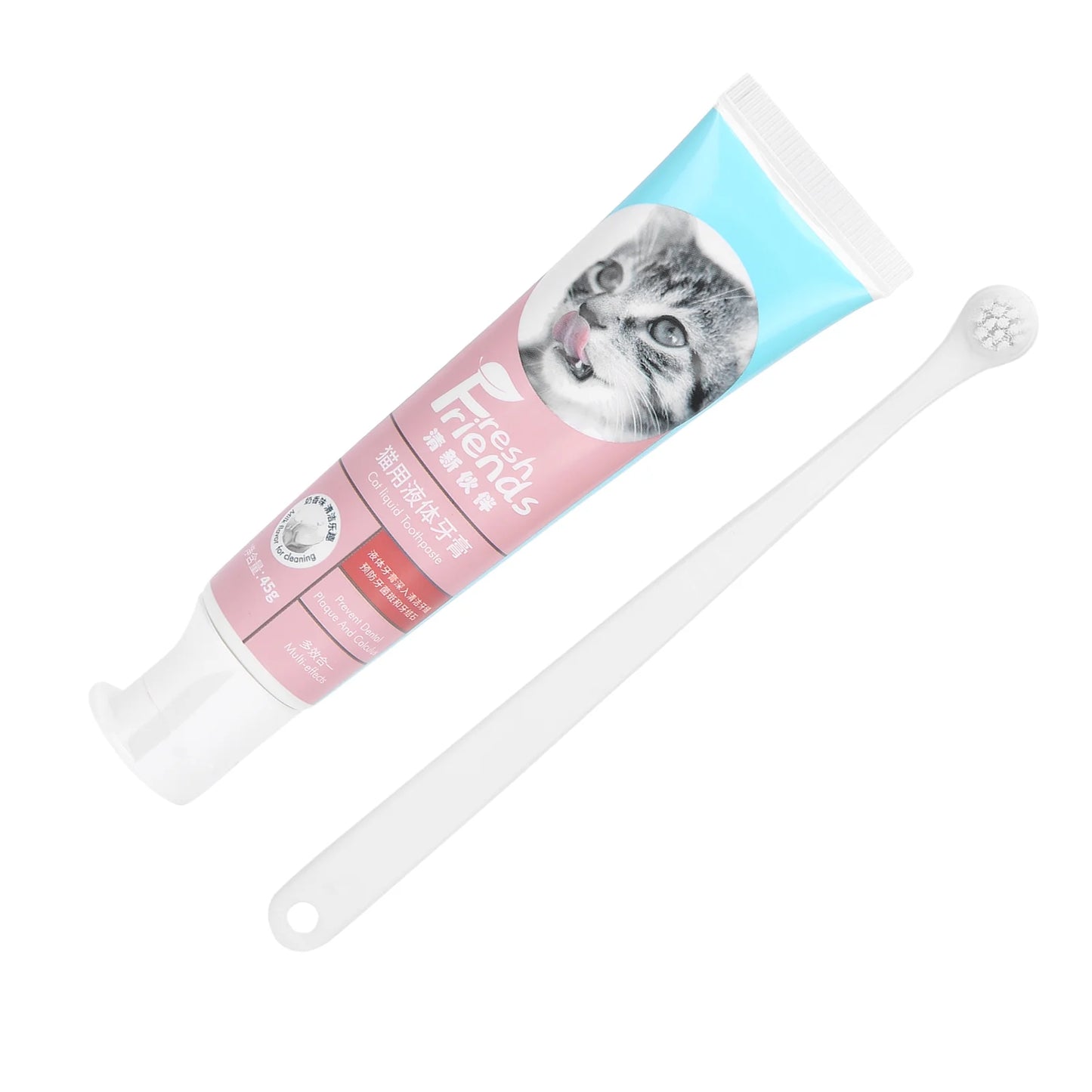 Pet Toothbrush and Toothpaste, Super Soft Brush Dog Toothpaste Kit Dog Care Dog Tooth Brushing Kit with Natural