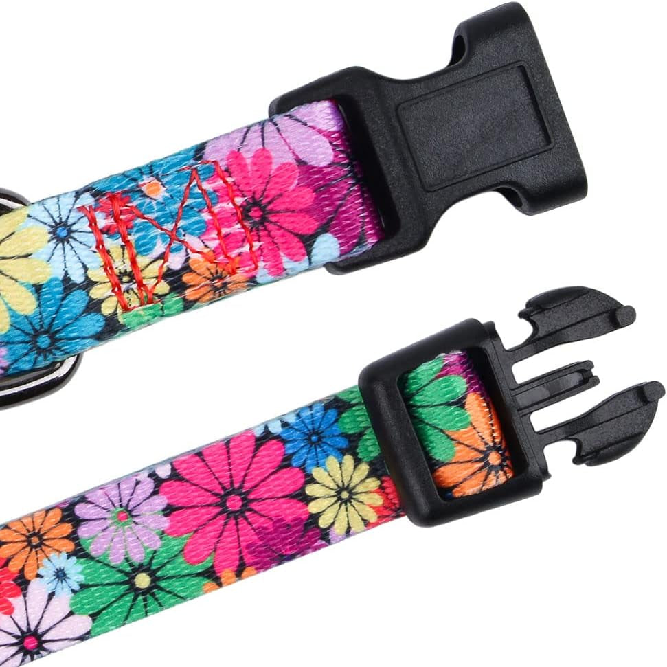 Dog Collar for Small-Medium-Large Dogs Floral Pattern for Girl Boy Dogs Medium (M(Neck 13.1''-19'', Width 3/4''))