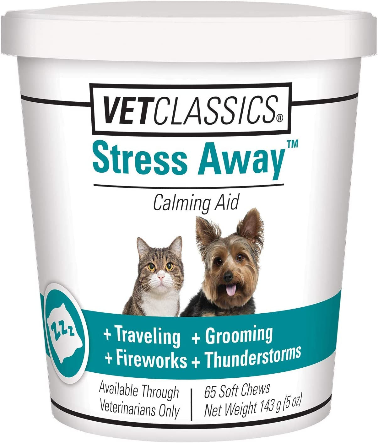 Stress Away Calming, Anxiety Aid for Dogs and Cats – Soft Chew Pet Health Supplement for Dogs, and Cats - Melatonin, Ginger – 65 Soft Chews