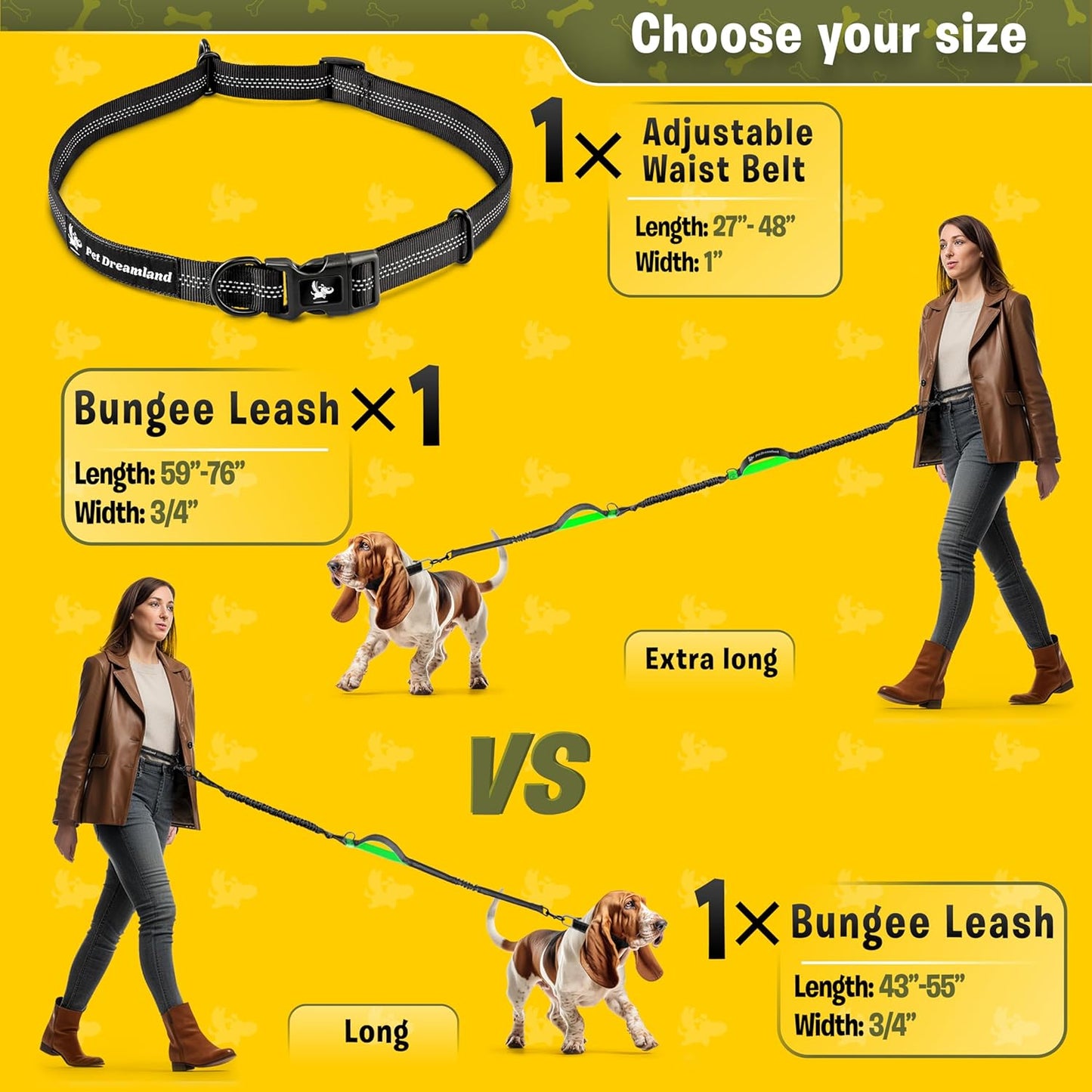 Exquisite Hands-Free Dog Leash for Medium Dogs: Perfect for Active Pet Owners Comfortable, Durable & Ideal for Running, Walking, Hiking. Premium Dog Waist Leash with Bungee. Must-Have Dog Gear