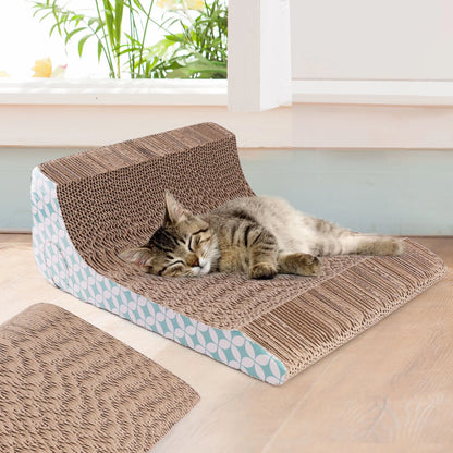 2 in 1 Cat Scratcher Cardboard, Removable Corrugate Cat Scratching Pad with Catnip & Ball