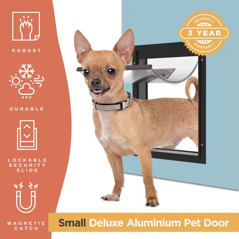 9.3 in X 7.2 in Deluxe Aluminum Small Pet Door Adjustable Tunnel in Black