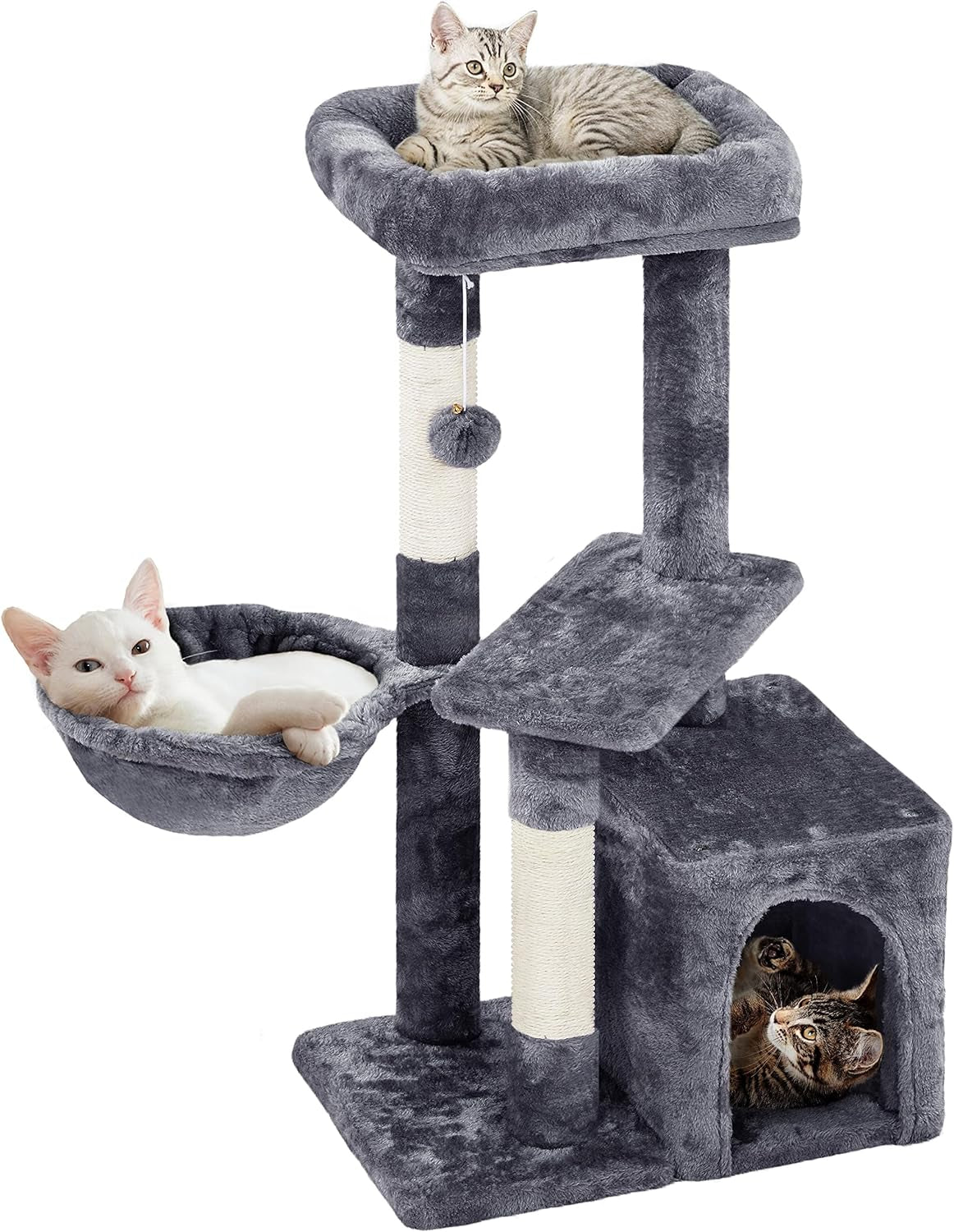 Cat Tree 34In Cat Tower, Multi-Level Cat Condo with Extra Scratch Boards and Sisal Posts as Kitty Activity Center