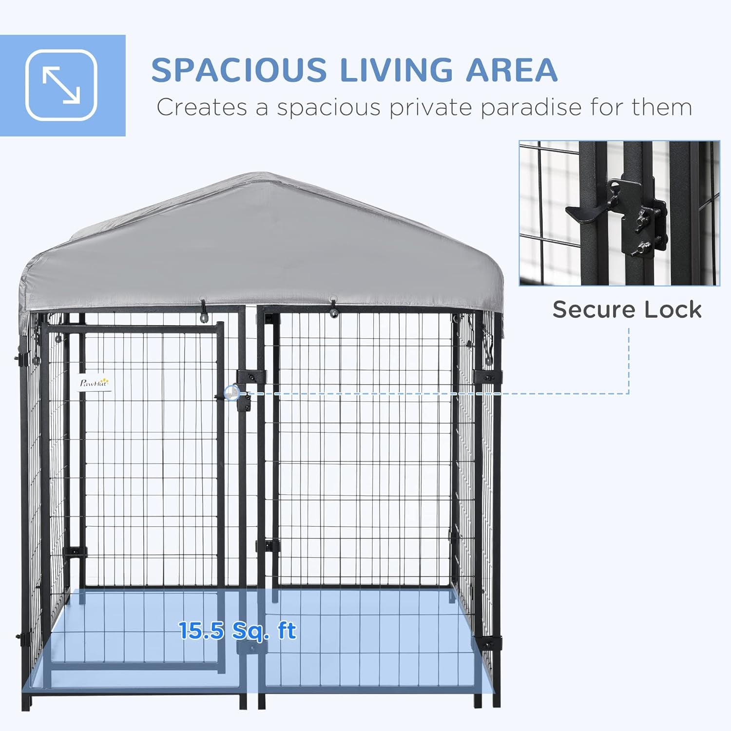 4' X 4' X 4.5' Dog Playpen Outdoor, Dog Kennel Dog Exercise Pen with Lockable Door, Water-Resistant Canopy, for Small and Medium Dogs