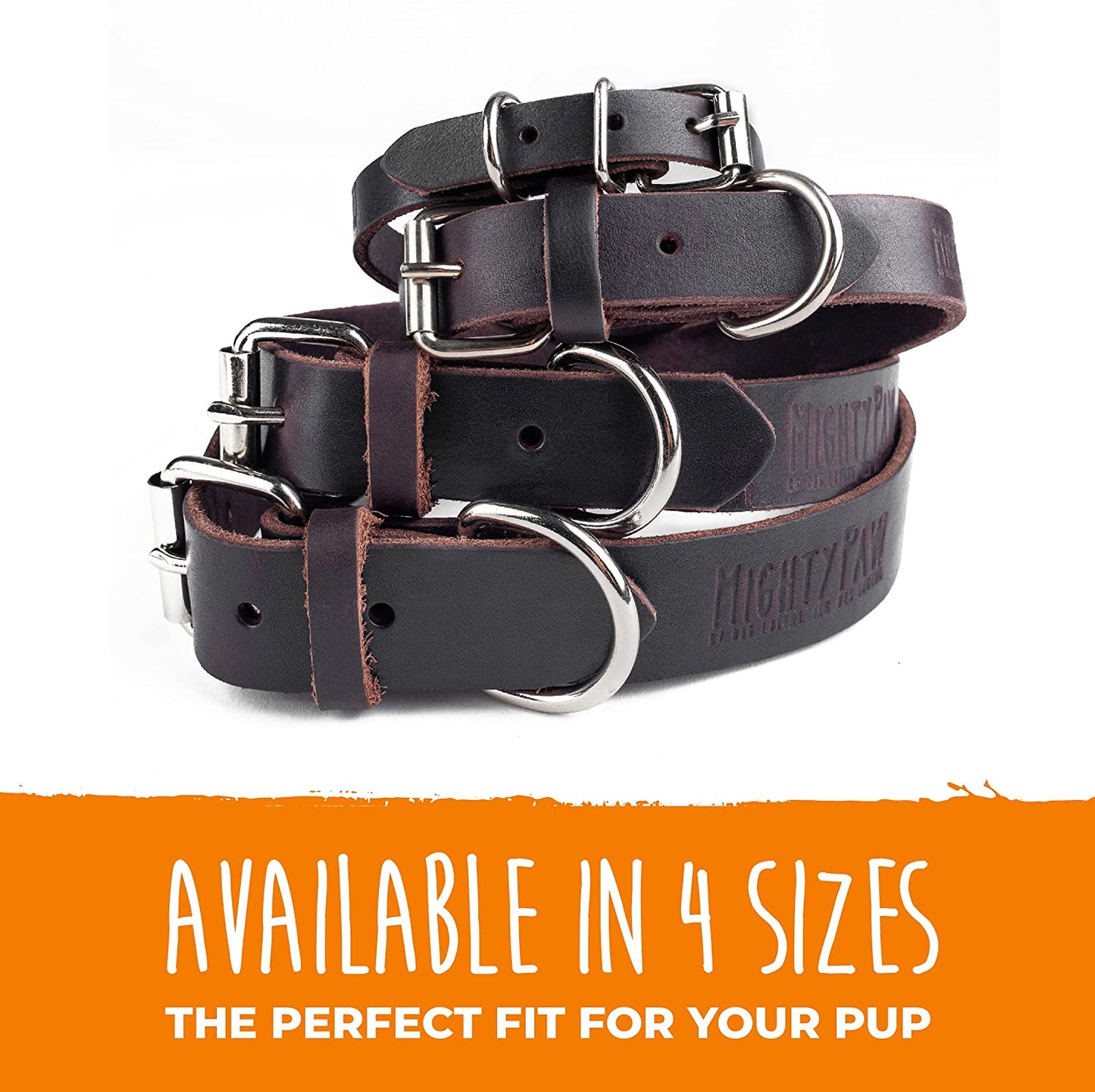 Leather Dog Collar - Genuine Material - Thick Leather - Strong Metal Buckle - Ultimate Comfort - Modern Dog Design - Dog Collar Metal Buckle - Luxury Dog Collar for All Dog Sizes - (Brown)