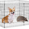 Playpen Dog Fence, Exercise Pen Metal Wire Portable Crate Kennel Cage for Small Pet (Dog, Cat, Rabbit) Black, 24 Inches