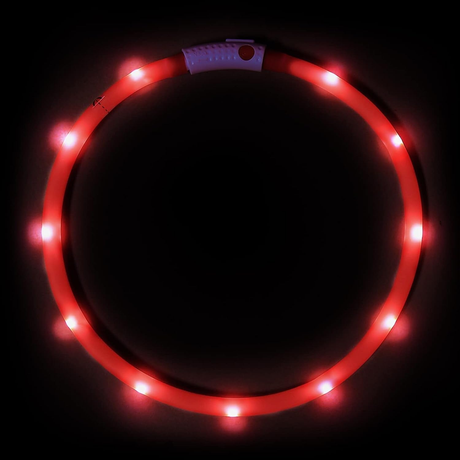 Led Dog Collar, USB Rechargeable LED Dog Necklace Light, Silicone Light up Dog Collars Glow in the Dark (Red-Silicone)