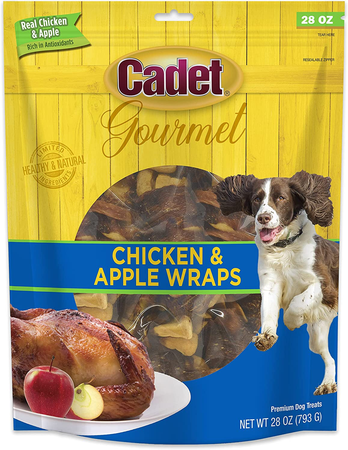 Gourmet Chicken & Apple Wrapped Dog Treats Wraps - Healthy & Natural Chicken & Apple Dog Training Treats for Small & Large Dogs - Inspected & Tested in USA (28 Oz.)