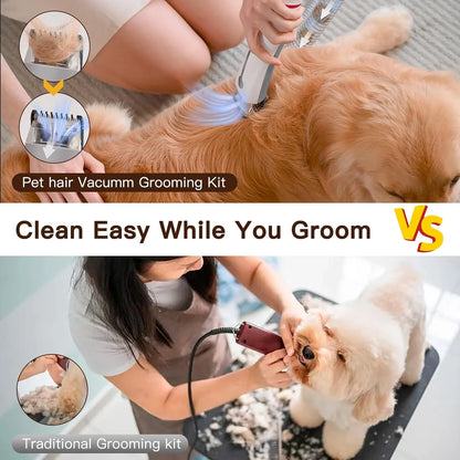 Dog Grooming Vacuum, 7-In-1 1.5L Dust Cup Pet Hair Vacuum Groomer Shaver Comb Dog Cat