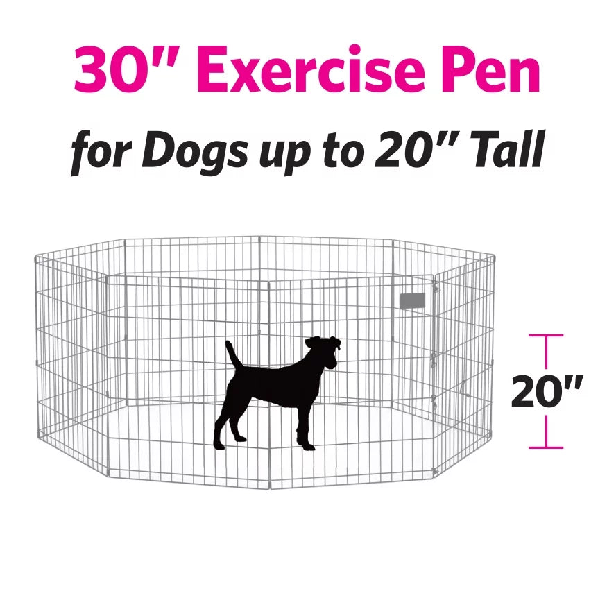 Metal Black Exercise Pet Dog Playpen with Door , 30"H