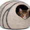 Cat Bed Cave Premium Felt - Handmade 100% Merino Wool Bed for Cats and Kittens (Light Shades) (Large, Light Grey)