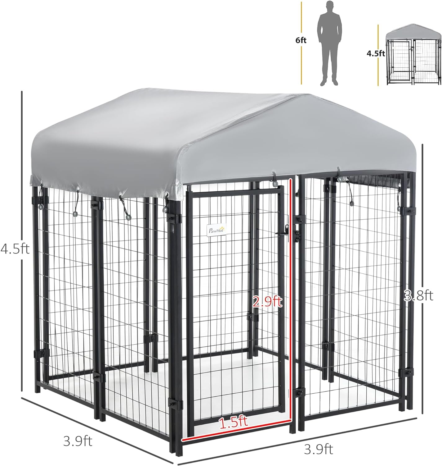 4' X 4' X 4.5' Dog Playpen Outdoor, Dog Kennel Dog Exercise Pen with Lockable Door, Water-Resistant Canopy, for Small and Medium Dogs