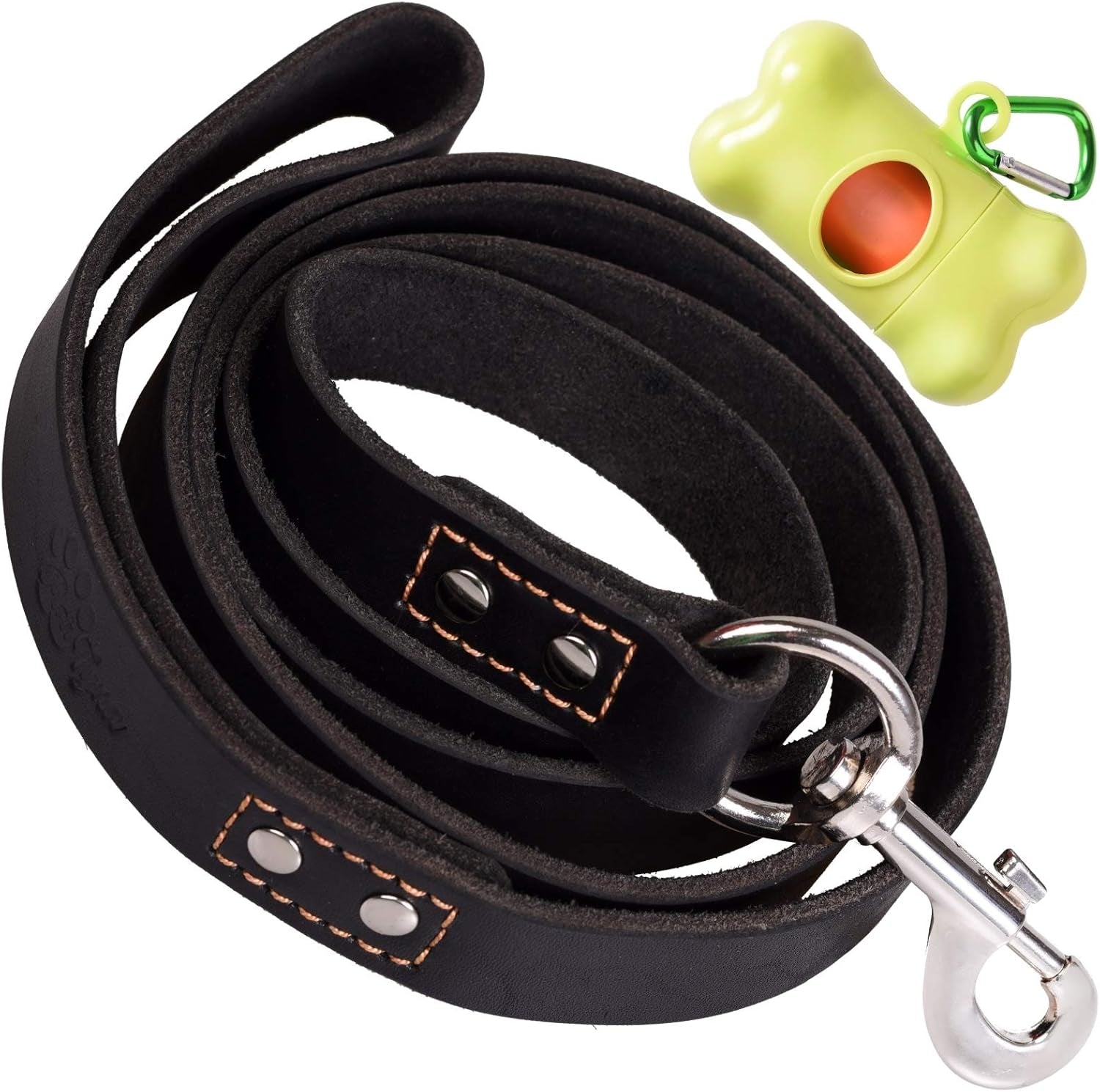 Heavy Duty Leather Dog Leash 6 Ft X 1" - Dog Leash for Large Dogs and Extra Large Dogs - Strong and Soft Dog Training Leash (XL - 6 Ft X 1 Inch, Black)