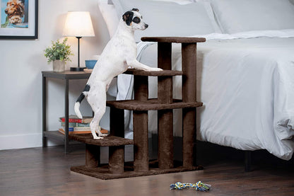 Steady Paws Multi-Step Pet Stairs for High Beds & Sofas - Brown, 4-Step