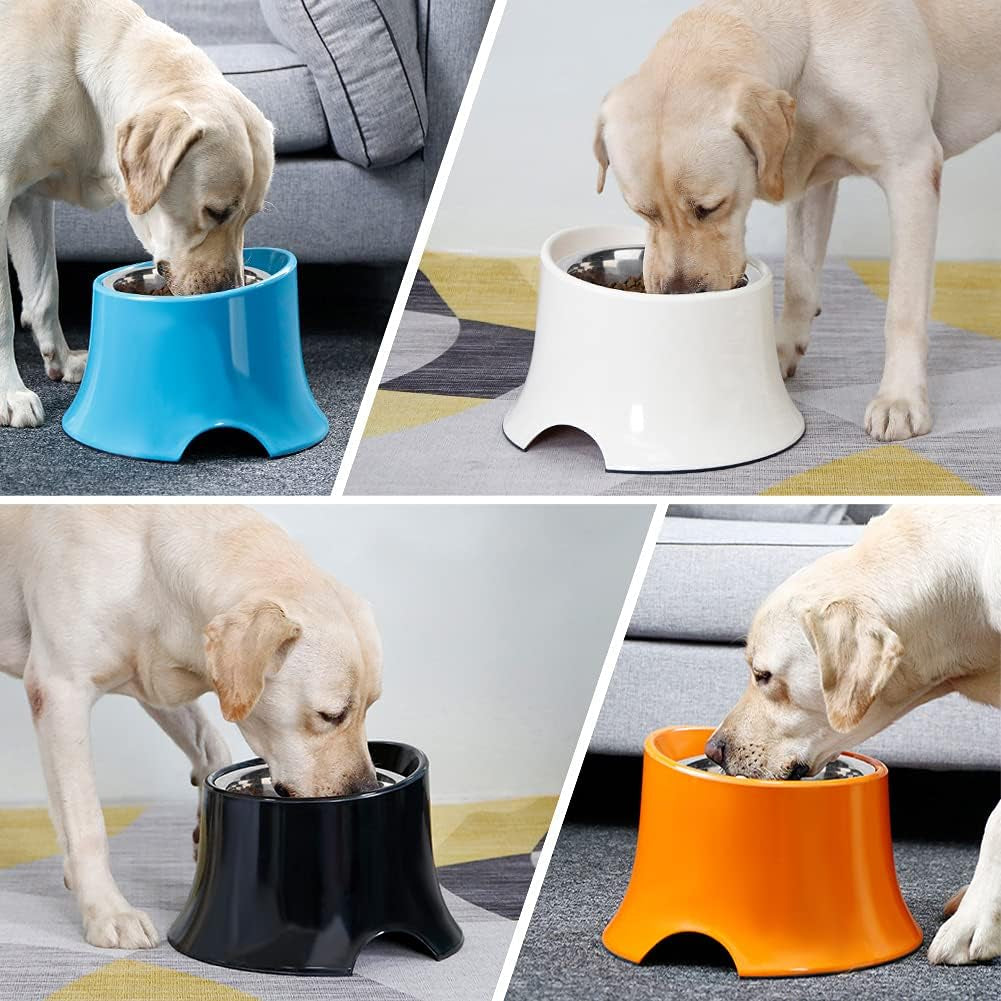 Elevated Dog Bowl Raised Dog Feeder for Food and Water, Non Spill Edges & Non Skid Sturdy Melamine Stand, Reduce Neck Stress, Less Regurgitating and Vomiting 1 Cup Orange