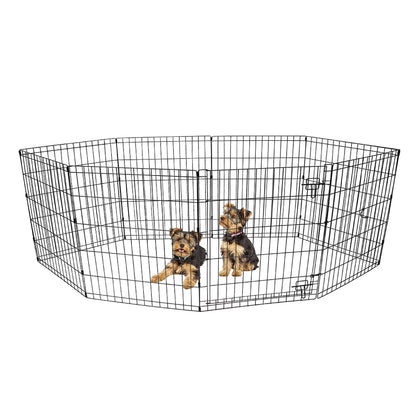 , 8-Panel Indoor & Outdoor Pet Exercise Play Pen with Door, 18"H