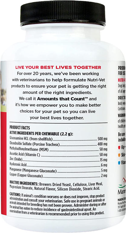 Advanced Strength Hip & Joint Chewable Dog Supplements- Formulated with Glucosamine & Chondroitin to Support Dog Cartilage & Mobility- 300 Tablets